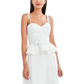 BCBGMAXAZRIA Women's Fit and Flare Peplum Tie Straps Tank Top