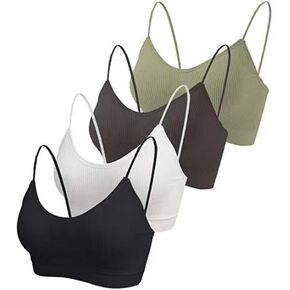 BaoCaiCai Padded Bralettes for Women, 6 Pcs Sports Bras for Women Pack, V Neck Cami Bando Bra for Women Girls