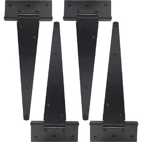 Triangle Door Hinge 4Pk - Heavy Duty 12 Inch T-Strap Farmhouse Style Door Hinges Matte Black Barn Door Hinges