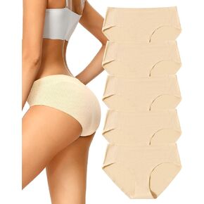 voenxe Women Seamless Hipster Underwear,Breathable Ladies Panties Bikini,No Show Briefs,Comfortable Undies for Women 5-Pack