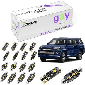 PL1820A - (16 Bulbs) LED Interior Light kit Replacement for Toyota 4Runner 2010-2023 Accessories + License Plate Light Bulbs Package, White Dome Lights Upgrade