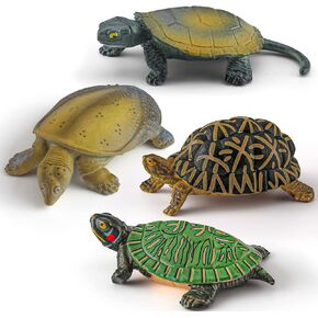 Box Turtle Toys for Kids 4PCS Small Land Turtles Figurine Realistic Tortoises Figurines Plastic Turtles Toys for Kids for Party Favor Decoration Turtles Collection