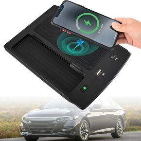Wireless Charger Pad for Honda Accord 2018-2022, Fast Charging USB-A USB-C Center Console Charging Pad Charging Panel for 2018 2019 2020 2021 2022 Honda Accord Accessories