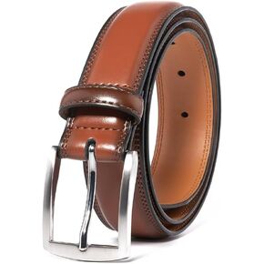 Men's Genuine Leather Belt Classic Design for Suits, Jeans, Work, Business Dress Belt for Men with Prong Buckle