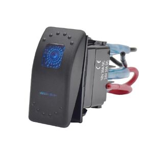 12V5A Waterproof Blue LED Rocker Switch 5pin with Pattern Sticker for Motorcycle, Boat, Off-Road Vehicle, Modified Car