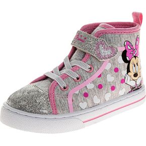 Minnie Mouse Frozen Anna Elsa Encanto Maribel Girls Sneakers Shoe - High Top Casual Canvas Characters Slip on Kids Shoes (Sizes 6-12 Toddler - Little Kid)