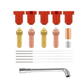 5Pcs K1 Silicone Socks, 2Pcs 0.4mm Brsss Nozzle, 2Pcs Hardened Steel Nozzle, 1Pcs Throat Tube, 1Pcs Nozzle Wrench, 5Pcs 0.4mm Stainless Steel Needles, for K1, K1 Max, Ender 3 V3 KE, CR-10 SE, CR-M4
