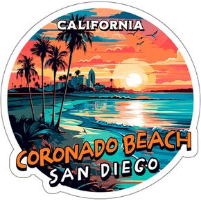 Coronado Beach San Diego California Sticker Souvenir Decal Vinyl Small Waterproof for Water Bottle Mug Passport Scrapbook Notebook Laptop Tumbler Skateboard Computer Phone 4"