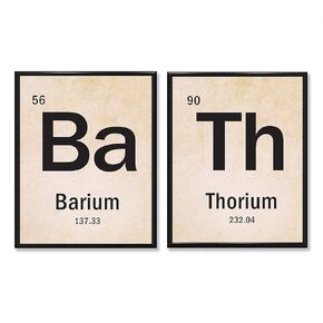 BATH Science Periodic Table of Elements - Set of 2-11x14 Unframed Art Prints - Funny Chemistry Themed Bathroom Decor and Gift Under $25