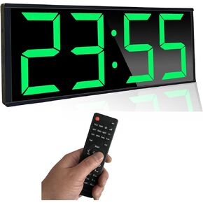 ساعة حائط رقمية ضخمة مقاس 17.3 بوصة، ساعة مؤقت للتمرين في صالة الألعاب الرياضية المنزلية، مع العد التنازلي للثواني/أعلى، ساعة إيقاف، 8 منبهات، ضوء ليلي بـ 7 ألوان لتاباتا/HIIT/MIIT/EMOM/FGB/الملاكمة (أخضر) in Kuwait