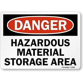 SmartSign "Danger - Hazardous Material Storage Area" Sign | 10" x 14" Plastic