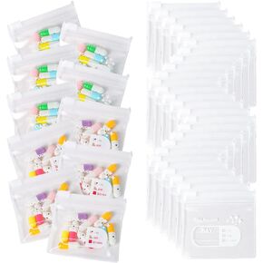 50 Piece Pill Pouch Bags Zippered, Reusable Clear Plastic Pill Pouches Medicine Bags with Slide Lock, Portable Travel Medicine Organizer for Pills and Small Items Storage