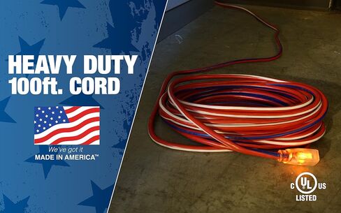 Southwire Heavy Duty Extension Cord, 50Ft, 12 Gauge, 3 Conductor, Outdoor Cord, Lighted End, SJTW, Red/White/Blue, 2548SWUSA1 in Saudi Arabia