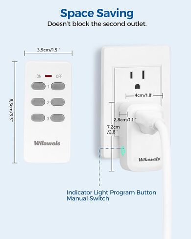 Remote Control Outlet Plug Wireless On Off Power Switch, 100ft RF Range, Programmable Remote Light Switch Kit, Compact Design,1 Remote (Battery Included) and 1 Outlet Set W02RC1106 in Saudi Arabia