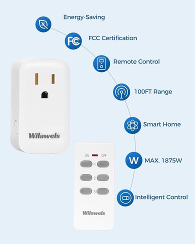 Remote Control Outlet Plug Wireless On Off Power Switch, 100ft RF Range, Programmable Remote Light Switch Kit, Compact Design,1 Remote (Battery Included) and 1 Outlet Set W02RC1106 in Saudi Arabia
