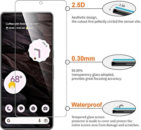 3+3 واقي شاشة لهاتف Google Pixel 7A 6.1 بوصة مع 3 قطع من واقي عدسة الكاميرا، زجاج مقسى شفاف عالي الدقة، خالٍ من الفقاعات، سهل التركيب، حساسية عالية، صديق للحافظة in Saudi Arabia