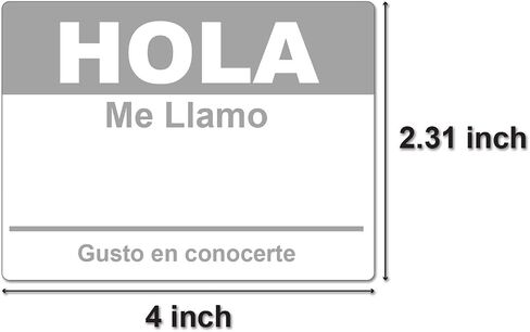 Hola Me Llamo Etiquetas Adhesivas، ملصقات تعريف الزوار بعلامات الاسم الإسبانية، رمادي، لاصق آمن على القماش، ملصقات لحدث الشبكات، المدرسة، الاجتماعات، المعلمين والبريد، 100 ملصق in Saudi Arabia