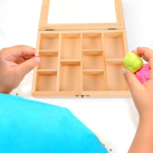 Alipis Blank Jewelry Organizer Box Diy Small Travel Jewelry Box Compartment Jewelry Box Unfinished Wooden Storage Box with Clear Lid in Kuwait