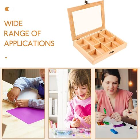 Alipis Blank Jewelry Organizer Box Diy Small Travel Jewelry Box Compartment Jewelry Box Unfinished Wooden Storage Box with Clear Lid in Kuwait