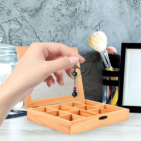 Alipis Blank Jewelry Organizer Box Diy Small Travel Jewelry Box Compartment Jewelry Box Unfinished Wooden Storage Box with Clear Lid in Kuwait