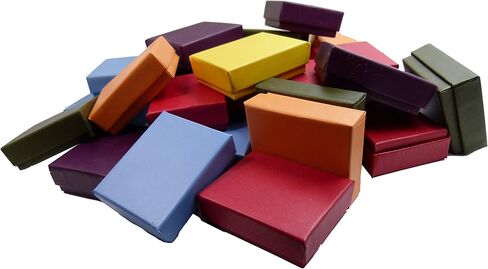 N'icePackaging - 100 Qty Assorted Matte Colors Imported Cotton Filled Earring Jewelry Boxes - for Rings/Earrings/Small Jewelry & Pendants - 2 1/8" x 1 5/8" x 3/4" in Saudi Arabia
