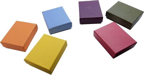 N'icePackaging - 100 Qty Assorted Matte Colors Imported Cotton Filled Earring Jewelry Boxes - for Rings/Earrings/Small Jewelry & Pendants - 2 1/8" x 1 5/8" x 3/4" in Saudi Arabia