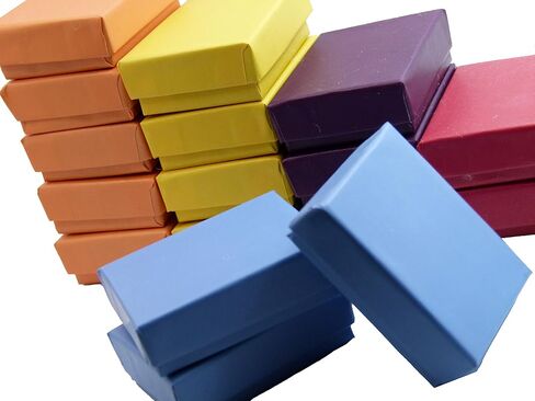 N'icePackaging - 100 Qty Assorted Matte Colors Imported Cotton Filled Earring Jewelry Boxes - for Rings/Earrings/Small Jewelry & Pendants - 2 1/8" x 1 5/8" x 3/4" in Saudi Arabia