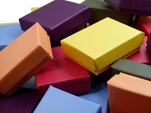 N'icePackaging - 100 Qty Assorted Matte Colors Imported Cotton Filled Earring Jewelry Boxes - for Rings/Earrings/Small Jewelry & Pendants - 2 1/8" x 1 5/8" x 3/4" in Saudi Arabia