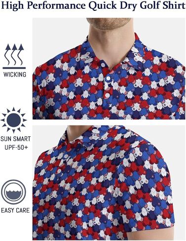 Golf Polos for Men Funny Moisture Wicking Golf Shirts Performance Quick-Dry Polo Shirts Short Sleeve in Saudi Arabia