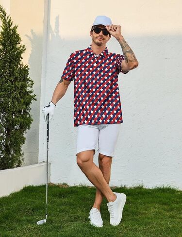 Golf Polos for Men Funny Moisture Wicking Golf Shirts Performance Quick-Dry Polo Shirts Short Sleeve in Saudi Arabia