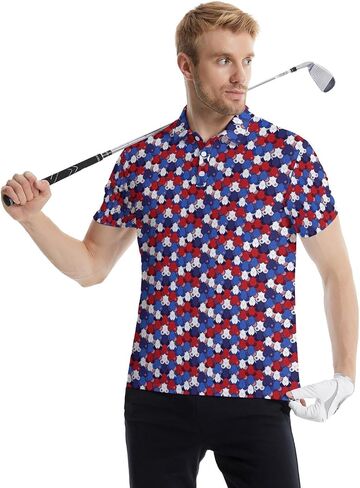 Golf Polos for Men Funny Moisture Wicking Golf Shirts Performance Quick-Dry Polo Shirts Short Sleeve in Saudi Arabia
