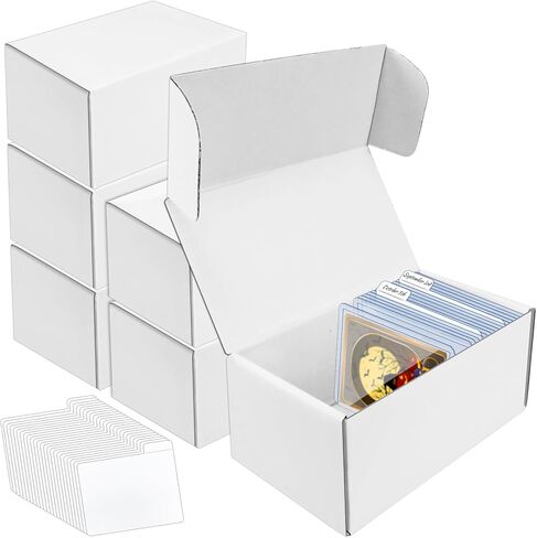 6 مجموعات من صناديق تخزين بطاقات التداول مع فواصل، صندوق تخزين بطاقات التجميع مع 100 قطعة من أغلفة البطاقات البلاستيكية الصلبة، صندوق تخزين بطاقات البيسبول، صندوق تخزين علوي لمجموعة البطاقات الرياضية، 7.5 بوصة in Kuwait