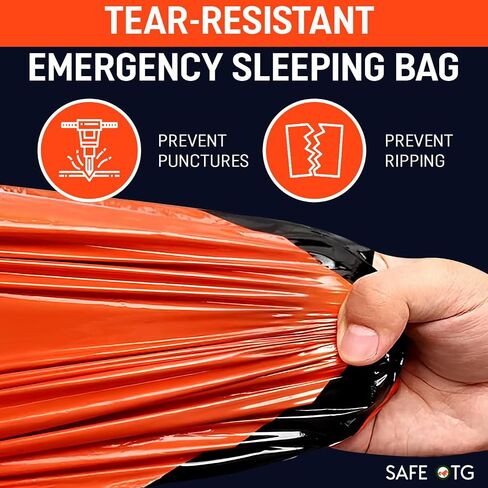 حقيبة نوم للطوارئ Life Bivy Sack 2 حزمة بقاء صافرة بطانية حرارية للفضاء مأوى للنوم محمول مدمج خفيف الوزن مقاوم للماء قابل لإعادة الاستخدام للتخييم والمشي لمسافات طويلة في الهواء الطلق ومجموعة معدات السفر، برتقالي in Saudi Arabia