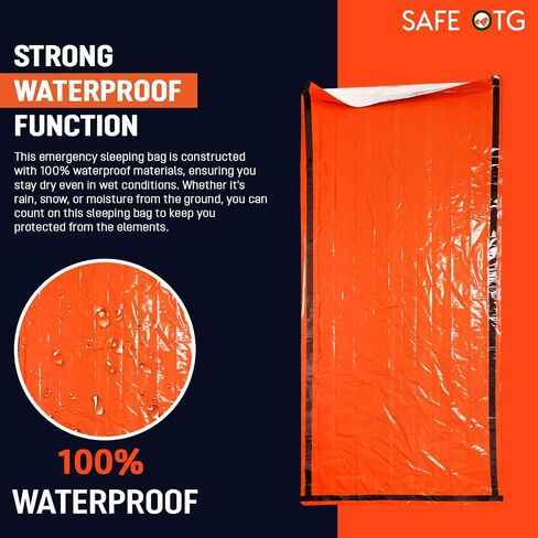 حقيبة نوم للطوارئ Life Bivy Sack 2 حزمة بقاء صافرة بطانية حرارية للفضاء مأوى للنوم محمول مدمج خفيف الوزن مقاوم للماء قابل لإعادة الاستخدام للتخييم والمشي لمسافات طويلة في الهواء الطلق ومجموعة معدات السفر، برتقالي in Saudi Arabia