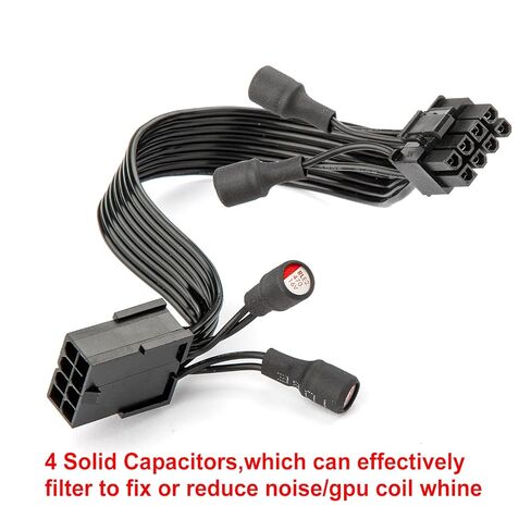 JOYJOM 8PIN PCIE كابل تمديد: -GPU Coil Whine Fix Cable 18AWG 8 Pin to 8PIN 6+2PIN PCIE Noise Filter Gracphics Card Power Cable مع 4 مكثفات ترشيح in Kuwait