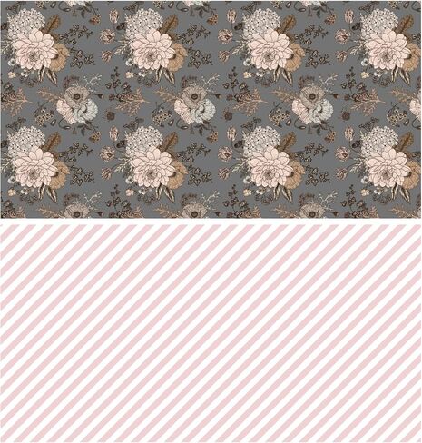 WRAPAHOLIC Reversible Wrapping Paper - 24 Inch X 100 Feet Jumbo Roll Vintage Floral Printed on Silver Pearlized Paper Design, Perfect for Wedding, Birthday, Mother's Day and More Occasions in Saudi Arabia