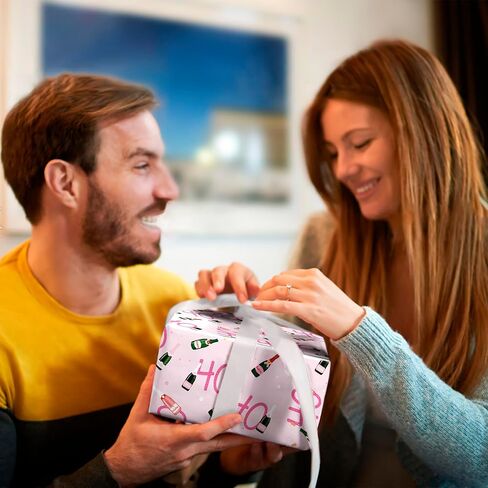 CENTRAL 23 Birthday Wrapping Paper for Women - 40th Birthday - 6 Sheets of Pink Gift Wrap - Age 40 Forty - Prosecco - Comes with Stickers - Recyclable in Saudi Arabia