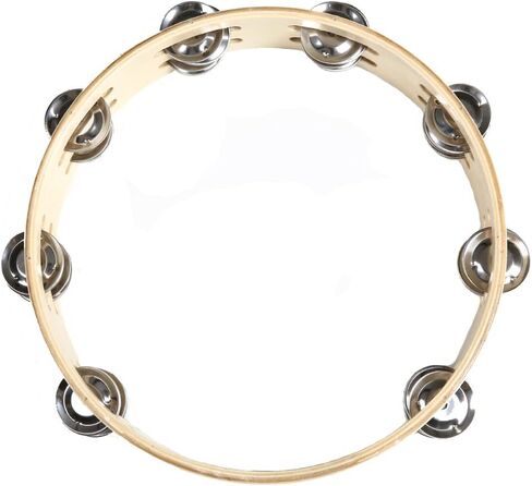 Lightweiht Thicken Wood Handheld Tambourine - Double Row 8 Pairs Jingles, Hand Tambourine (25cm(9.8 in with DrumHead))) in Saudi Arabia