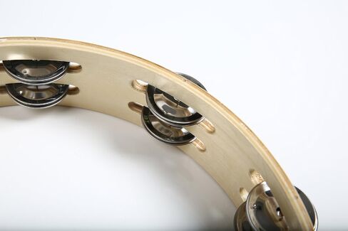 Lightweiht Thicken Wood Handheld Tambourine - Double Row 8 Pairs Jingles, Hand Tambourine (25cm(9.8 in with DrumHead))) in Saudi Arabia