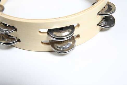 Lightweiht Thicken Wood Handheld Tambourine - Double Row 8 Pairs Jingles, Hand Tambourine (25cm(9.8 in with DrumHead))) in Saudi Arabia