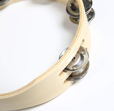 Lightweiht Thicken Wood Handheld Tambourine - Double Row 8 Pairs Jingles, Hand Tambourine (25cm(9.8 in with DrumHead))) in Saudi Arabia