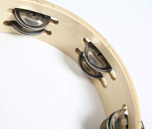 Lightweiht Thicken Wood Handheld Tambourine - Double Row 8 Pairs Jingles, Hand Tambourine (25cm(9.8 in with DrumHead))) in Saudi Arabia