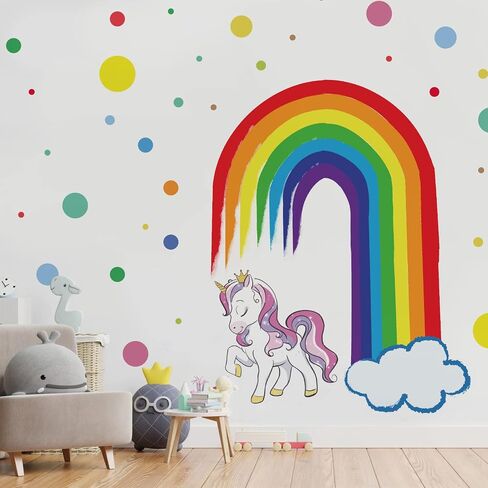 Boho Rainbow Wall Decals 72pcs Blue Rainbow Wall Decor Peel and Stick 2.56 x2.76 Inch Girl Room Nursery Playroom Decoration in Saudi Arabia
