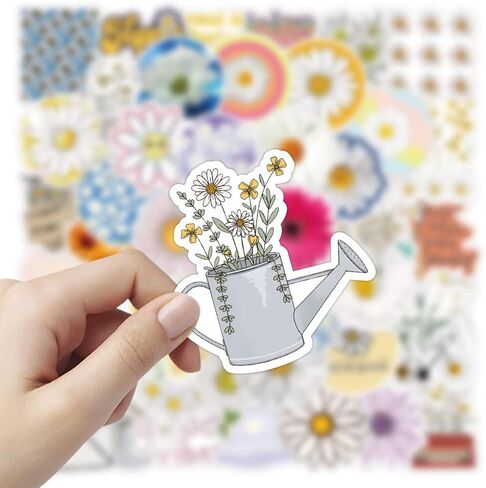 ملصقات JHJ Daisy Flower المقاومة للماء من الفينيل مجموعة جمالية مكونة من 50 قطعة مناسبة للكمبيوتر المحمول وحقيبة السفر والهاتف المحمول ودفتر القصاصات وزجاجة المياه وملصقات الكتابة على الجدران للدراجة، هدية للأطفال/المراهقين/الكبار (JHJ) in Saudi Arabia