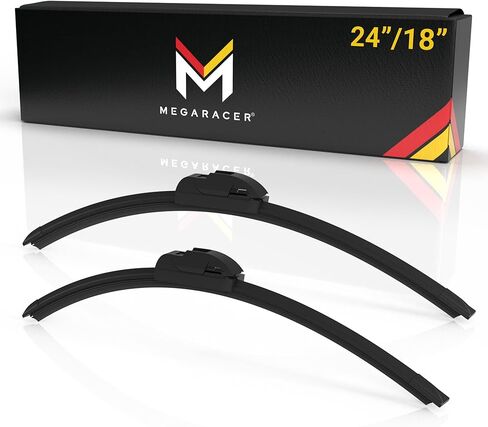 ميجا المتسابق 24 "+18" شفرة ممسحة، استبدال السيارات شفرات ممسحة الزجاج الأمامي لسيارتي، مساحات الزجاج الأمامي للسائق والركاب الجانب، جودة OEM لجميع المواسم، DIY تثبيت شفرات ممسحة السيارة 2 حزمة in Kuwait