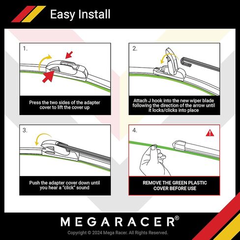 ميجا المتسابق 24 "+18" شفرة ممسحة، استبدال السيارات شفرات ممسحة الزجاج الأمامي لسيارتي، مساحات الزجاج الأمامي للسائق والركاب الجانب، جودة OEM لجميع المواسم، DIY تثبيت شفرات ممسحة السيارة 2 حزمة in Kuwait