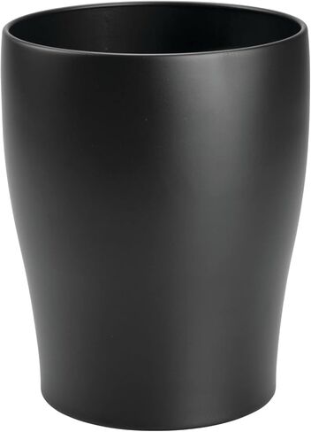 mDesign Steel 1.67 Gallon Trash Can Small Round Wastebasket Metal Garbage Container Recycle Bin for Waste, Recycling in Bathroom, Kitchen, Bedroom, Home Office, Outdoor Trashcan - Black in Saudi Arabia