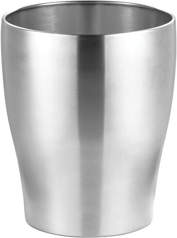 mDesign Steel 1.67 Gallon Trash Can Small Round Wastebasket Metal Garbage Container Recycle Bin for Waste, Recycling in Bathroom, Kitchen, Bedroom, Home Office, Outdoor Trashcan - Black in Saudi Arabia