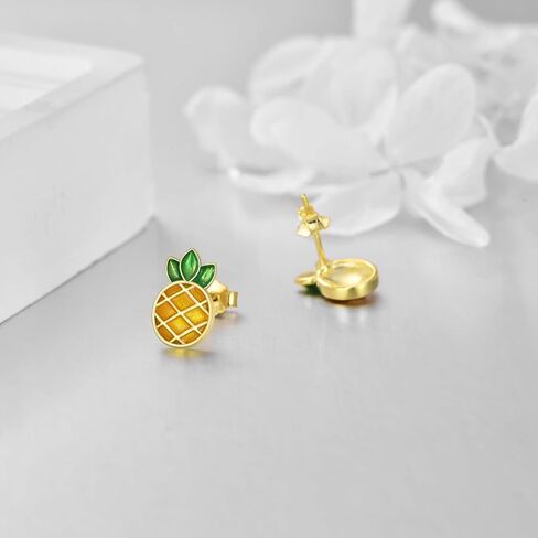 الأناناس أقراط فضة الأناناس وأقراط الأناناس مجوهرات ترصيع هدايا عيد الميلاد للنساء المراهقات الفتيات in Kuwait