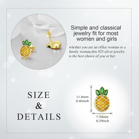 الأناناس أقراط فضة الأناناس وأقراط الأناناس مجوهرات ترصيع هدايا عيد الميلاد للنساء المراهقات الفتيات in Kuwait